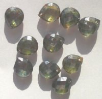 6 11x10mm Faceted Green Lustre Briolettes